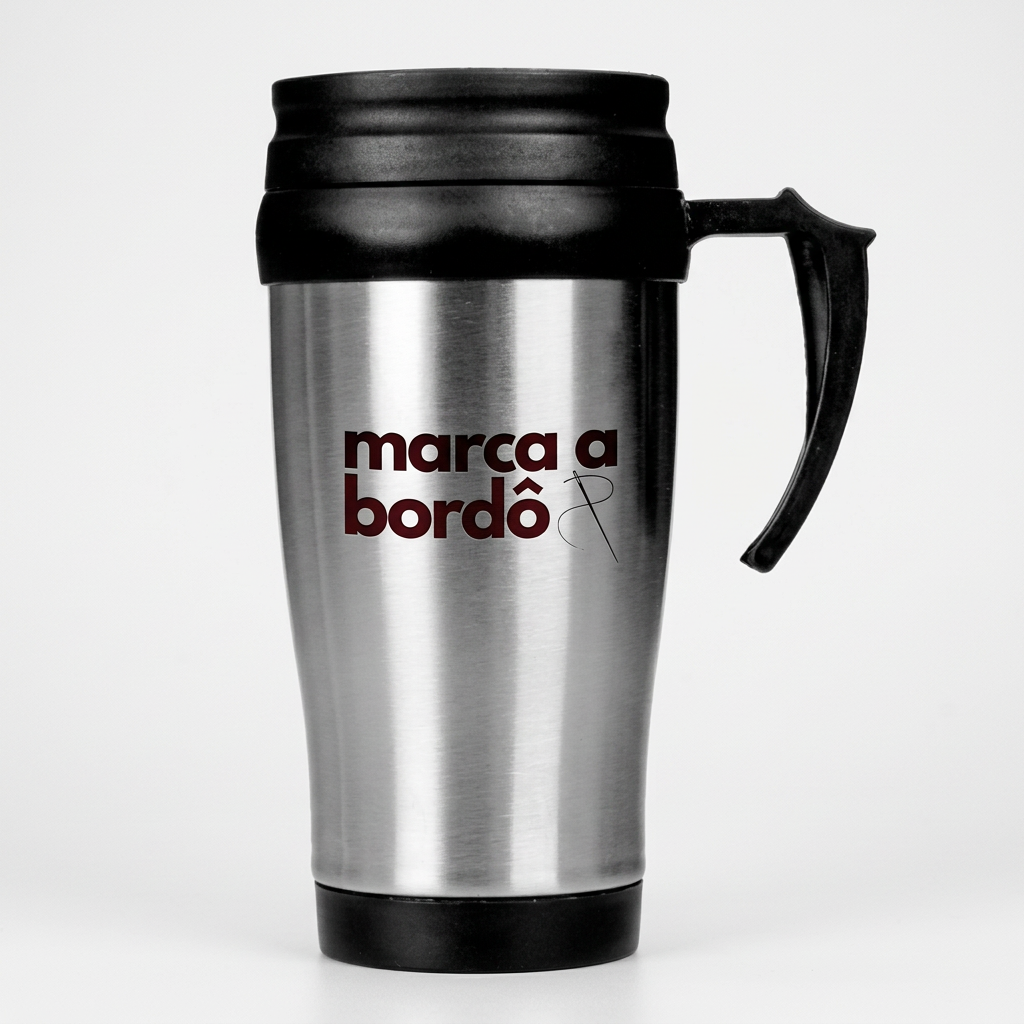 Caneca Inox 400 ml com Tampa Personalizada para uniformes e brindes corporativos